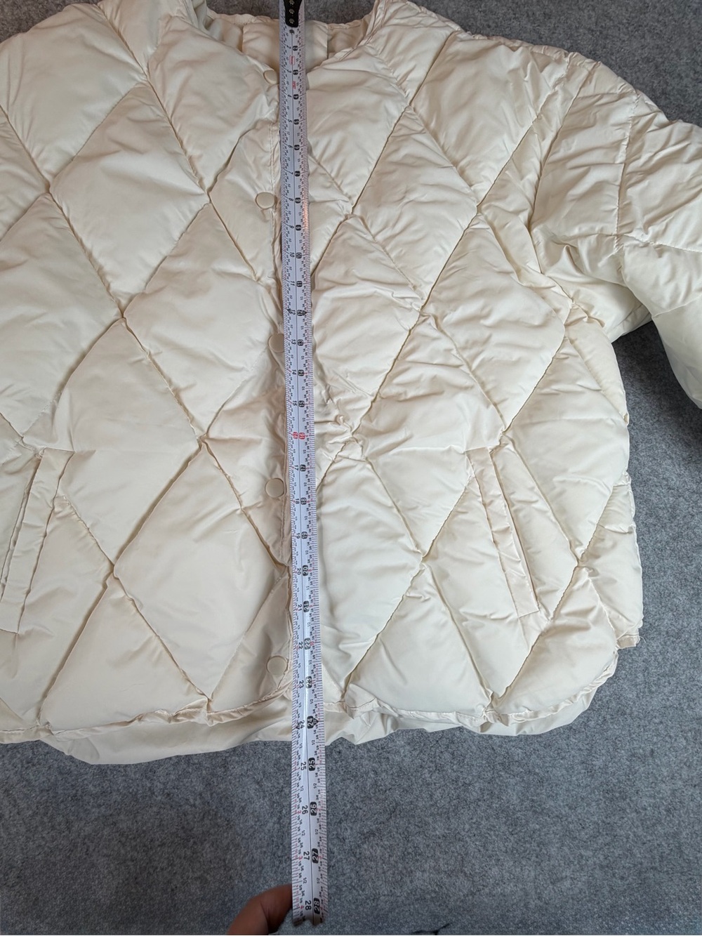 Women's Cream Quilted Puffer Jacket Oversized Soft Girl Minimalist no size tag - Picture 6 of 8